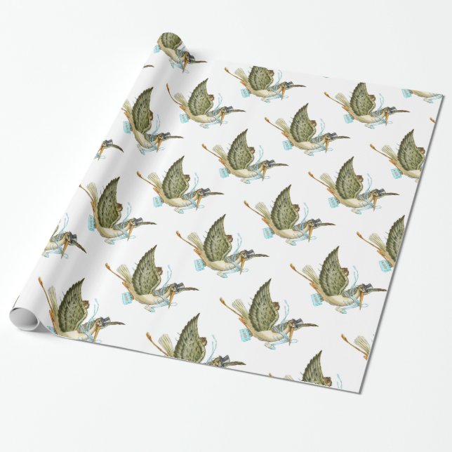 Papel De Presente CHUVA DE BEBÊ MENINO ,Azul Teal Branco (Desenrolado)
