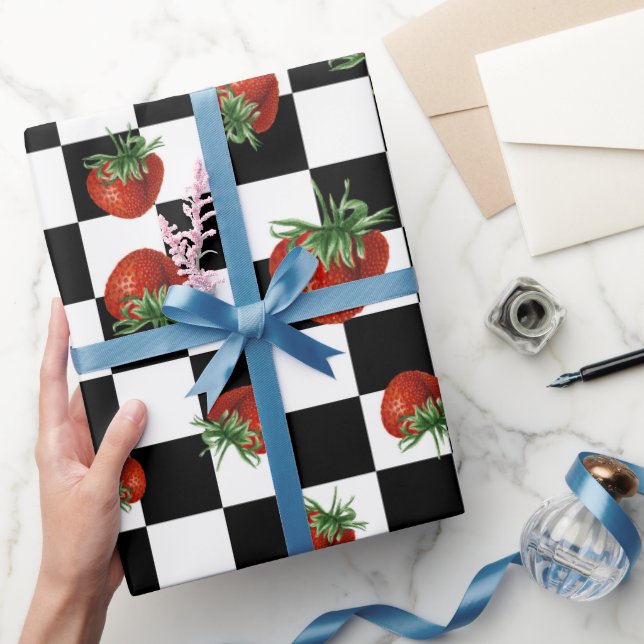 Papel De Presente Chuva de Bebê Padrão de Morango (Presentear)