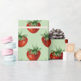 Papel De Presente Chuva de Bebê Padrão de Morango