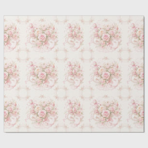 Papel De Presente Chuva de Bebê Rosas Rosa Fita de Seda Mamadeira