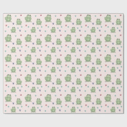 Papel De Presente Chuva de Bebê Sapo Whimsical Blush Aquarela