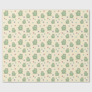 Papel De Presente Chuva de Bebê Sapo Whimsical Creme Aquarela