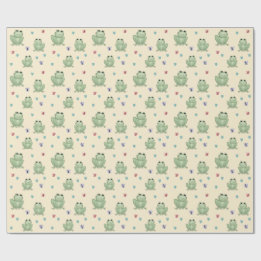 Papel De Presente Chuva de Bebê Sapo Whimsical Creme Aquarela