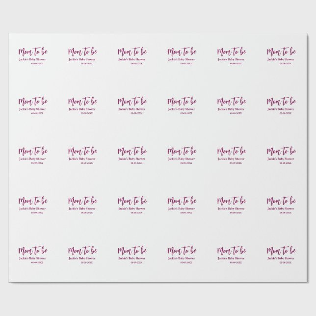 Papel De Presente chuva de benção para a mamãe nome data rosa simple (Aberto)