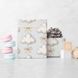 Papel De Presente Chuva de Bençãos em Azul Claro Baby Shower