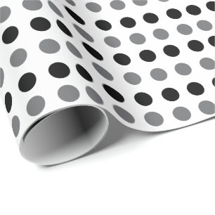 Papel De Presente Chuva de Bolinhas Preto e Cinza para Chá de Bebê e
