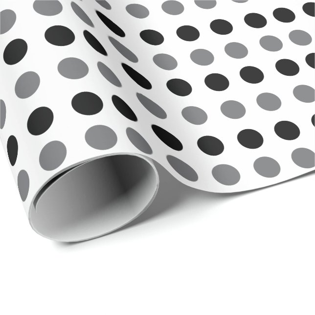 Papel De Presente Chuva de Bolinhas Preto e Cinza para Chá de Bebê e (Ponta do rolo)