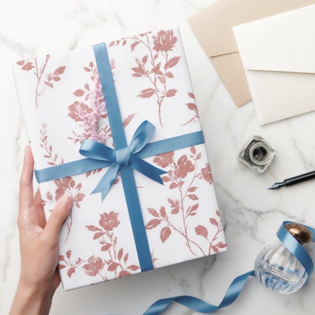 Papel De Presente Chuva de Flores Rosa Bridal Shower (Presentear)