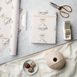 Papel De Presente Chuva de Ideias Azul Creme Baby Shower