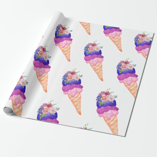 Papel De Presente Chuva de Ideias de Chá de Noiva de Sorvete Ela Tom (Desenrolado)