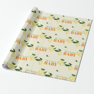Papel De Presente Chuva de Limões em Aquarela - Baby Shower Amarelo