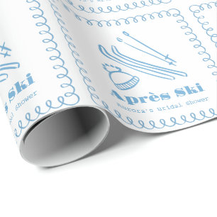 Papel De Presente Chuva de Noiva Bébé Après Desenhada à Mão Azul
