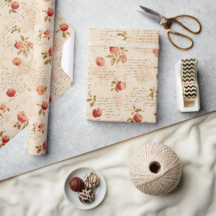 Papel De Presente Chuva de Noiva de Maçãs Vermelhas Francesas