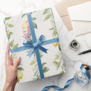 Papel De Presente Chuva de Noiva Floral com Videiras de Limão Amarel