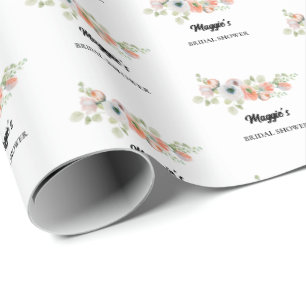 Papel De Presente Chuva de Noiva Floral Pêssego