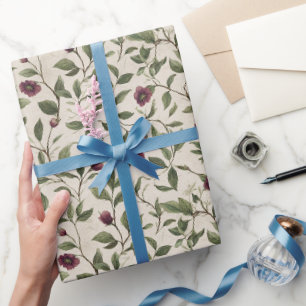 Papel De Presente Chuva de Noiva Flores Burgundy Creme