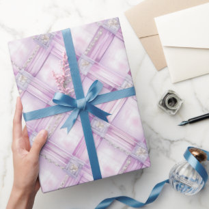 Papel De Presente Chuva de Noiva Pérola Rosa Roxo