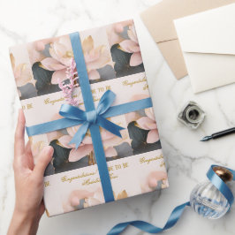 Papel De Presente Chuva de Noiva Personalizada Flor de Lótus Rosa Pa