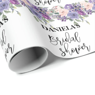 Papel De Presente Chuva de noiva personalizada Violeta Floral 