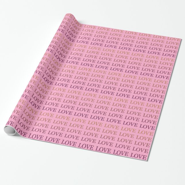 Papel De Presente Chuva de Noiva Rosa Pêssego Ombre Amor (Desenrolado)