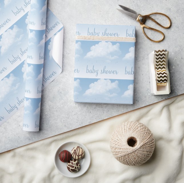 Papel De Presente Chuva de Nuvens Macias Baby Shower (Artesanato)