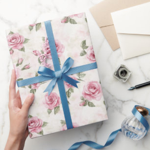 Papel De Presente Chuva de Rosas Rosa Bridal Shower