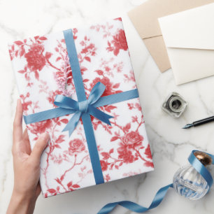 Papel De Presente Chuva de Rosas Vermelhas Florais para Noiva