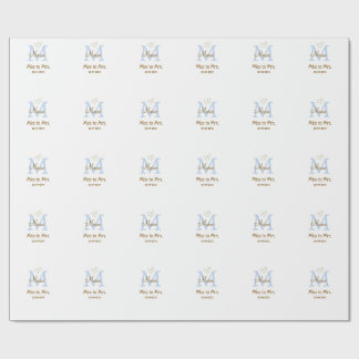 PAPEL DE PRESENTE CHUVEIRO DE NOIVA DE SRTA. PARA SRA. MONOGRAMA COR