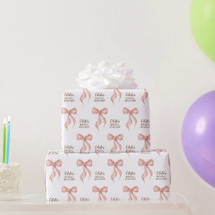 Papel De Presente Chuveiro de Noiva Personalizado com Laço Rosa