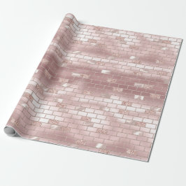 Papel De Presente Chuveiro de Noiva Tijolos Rosa Glam 