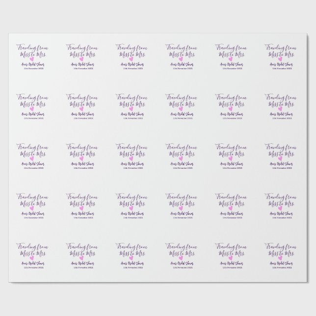 Papel De Presente Chuveiro de noiva viagem adicionar nome data de se (Aberto)