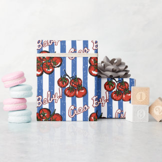 Papel De Presente Ciao baby tomato blue Italian baby shower