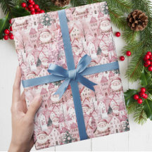 Cidadezinha de Inverno Moderna Rosa Natal