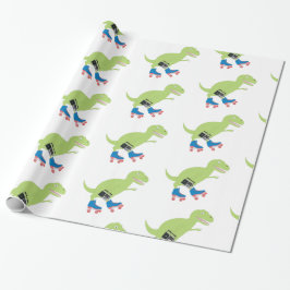 Papel De Presente Cilindro do Dinossauro, Rastreando, segurando rádi