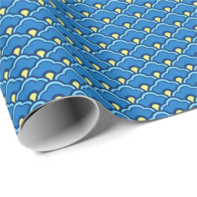 Papel De Presente Cilindros chineses, Ocean Blue e Indigo Wrapps P (Ponta do rolo)
