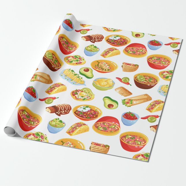 Papel De Presente cinco de maio burrito taco tamale méxico (Desenrolado)