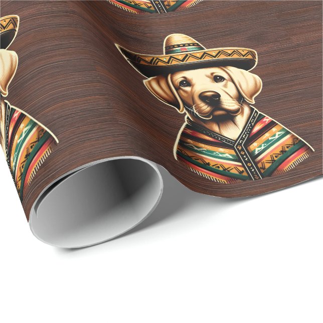 Papel De Presente Cinco de Mayo Labrador Retriever Poncho Sombrero (Ponta do rolo)