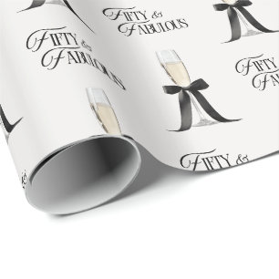 Papel De Presente Cinquenta & Fabuloso Chic Taça de Champanhe Aniver