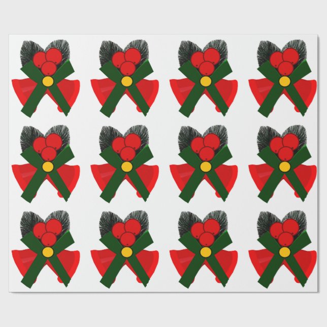 Papel De Presente Cintos Vermelhos E Papel De Enrolamento Holly (Aberto)