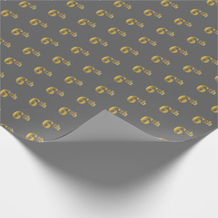 Papel De Presente Cinza, 6 Dourado Faux (Sexto) Papel de empacotamen