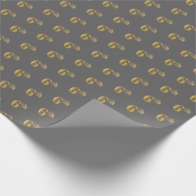 Papel De Presente Cinza, 6 Dourado Faux (Sexto) Papel de empacotamen (Ponta)