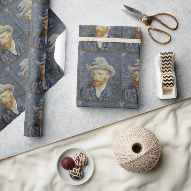Papel De Presente Cinza Autoretrato Van Gogh Sentiu Ódio Na Pintura (Artesanato)