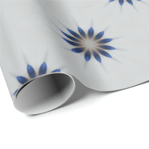 Papel De Presente Cinza Azul Elegante Caleidoscópio Flor Floral