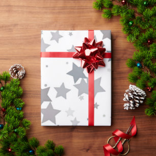 Papel De Presente Cinza azul estrela sortuda