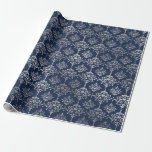 Papel De Presente Cinza Azul Marinho Real Prateado Damasco Floral Vi<br><div class="desc">Mínimalismo e Elegance Glam e Chic Delicate Wrappaper</div>