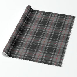 Papel De Presente Cinza Black Red Tartan Xadrez