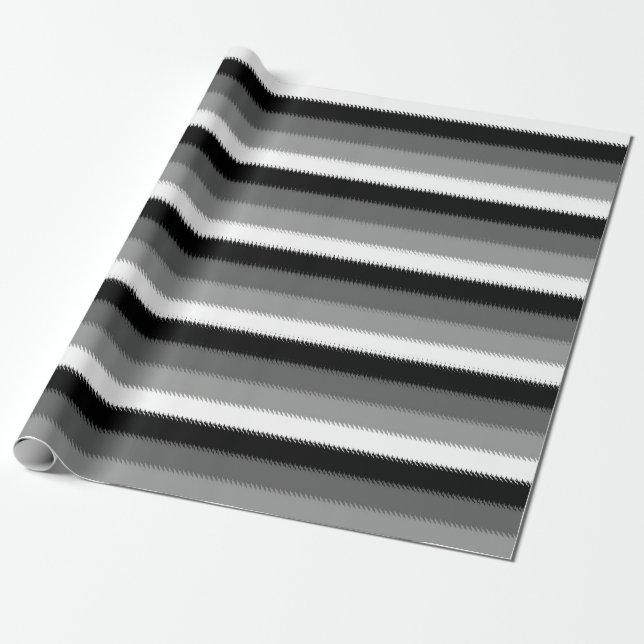 Papel De Presente Cinza Black White Stripes Design (Desenrolado)