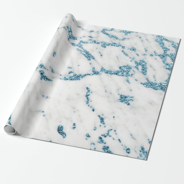 Papel De Presente Cinza branca Oceano Azul Leve Carrara Marble Stone (Desenrolado)