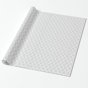 Papel De Presente Cinza Claro Branco Padrão Quatrefoil Marroquino #5