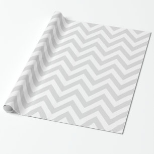 Papel De Presente Cinza Claro Branco XL Padrão Chevron ZigZag